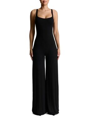 Naked Wardrobe Sculpt Wide Leg Tank Jumpsuit Black Large NWT